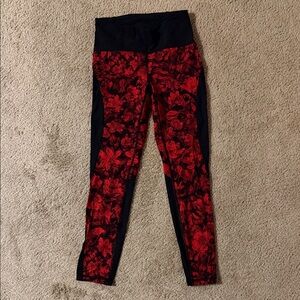 Lululemon Floral Red and Black Leggings